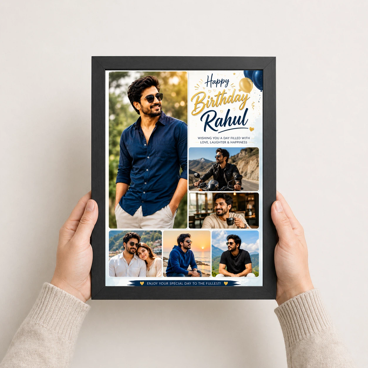 Birthday Frame for Husband Multi Photo Balloon Theme 3 Birthday Frame for Husband Multi Photo Balloon Theme - Image 3