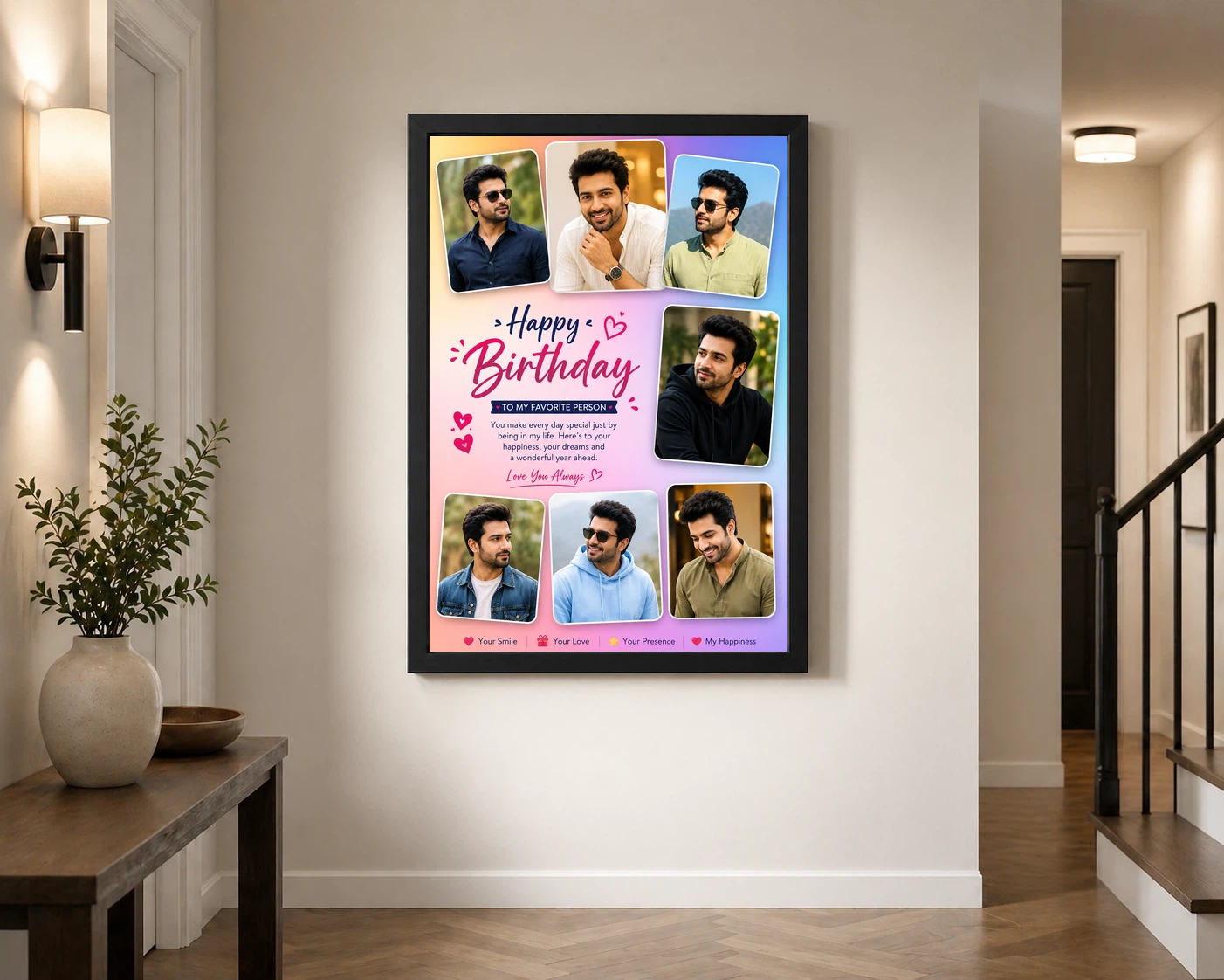 Birthday Frame for Husband Photo Pink Hearts Theme 2 Birthday Frame for Husband Photo Pink Hearts Theme - Image 2