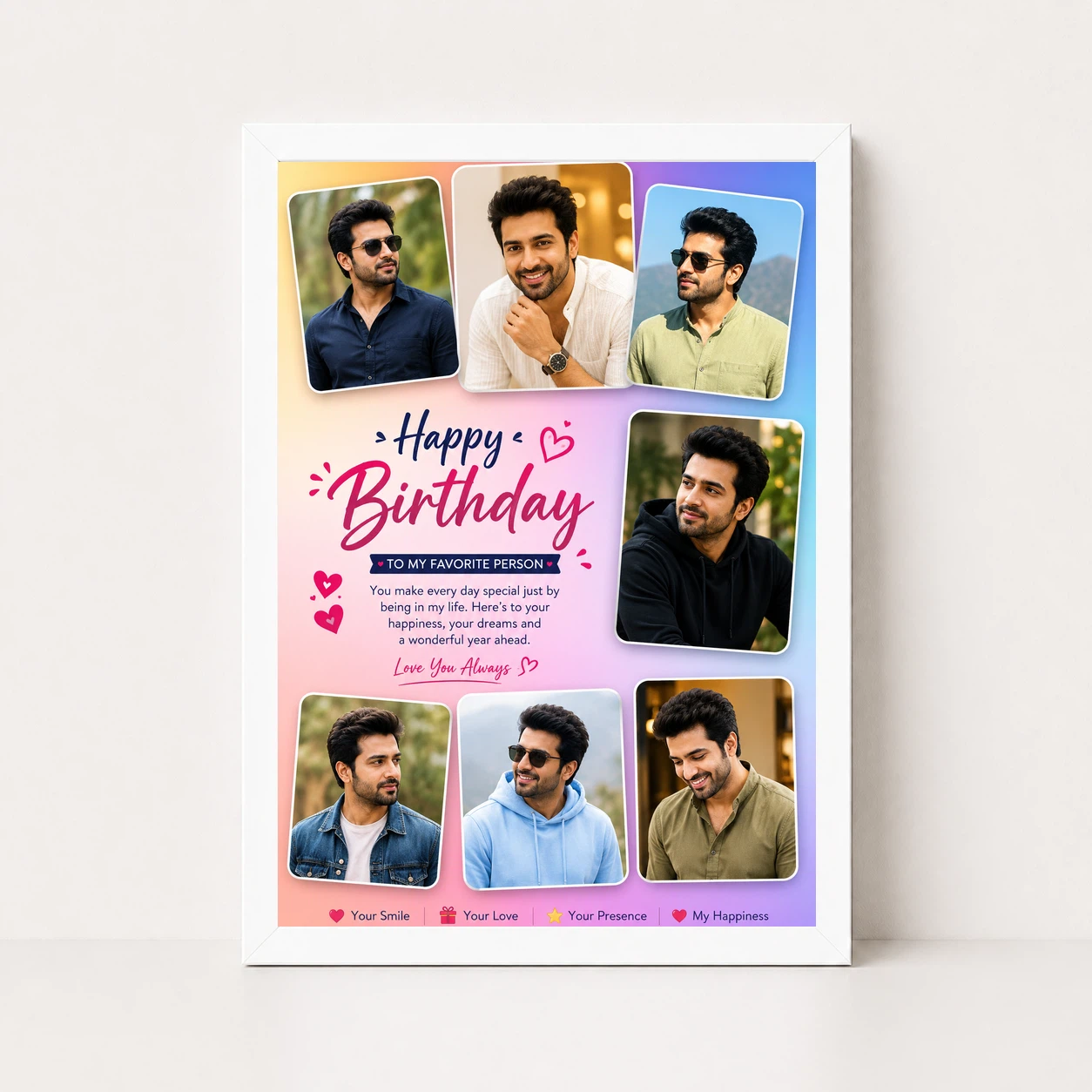 Birthday Frame for Husband Photo Pink Hearts Theme 5 Birthday Frame for Husband Photo Pink Hearts Theme - Image 5