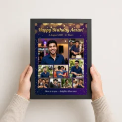 birthday photo frame collage floral elegant celebration photo frame 02 black 3