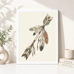 Alternative view of Boho Arrow Feather Tribal Earth Tones Cream Sage Art Photo Frame