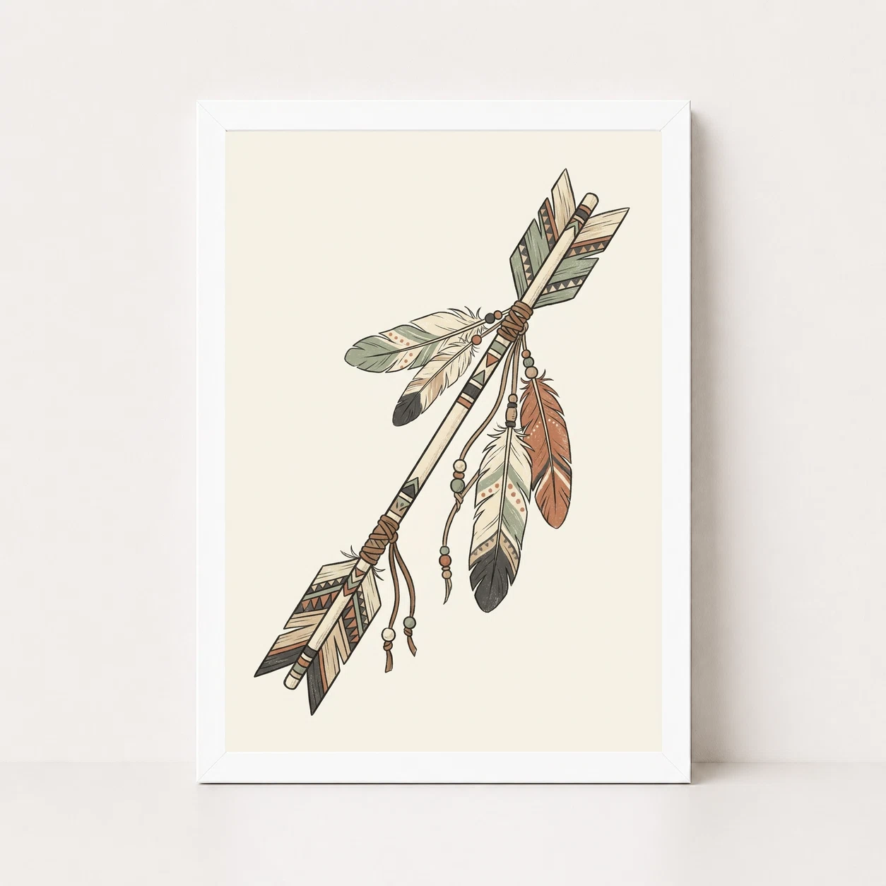 Boho Arrow Feather Tribal Earth Tones Cream Sage Art Photo Frame 3 Boho Arrow Feather Tribal Earth Tones Cream Sage Art Photo Frame - Image 3