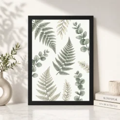 Alternative view of Boho Botanical Ferns Eucalyptus Sage Green Cream Art Photo Frame