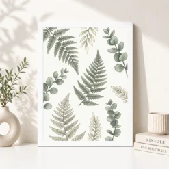 boho botanical ferns eucalyptus sage green cream art 05 white 4