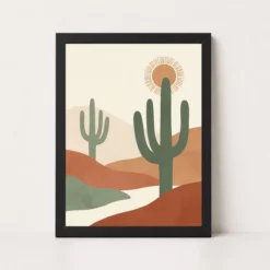 Boho Cactus Desert Minimal Cream Terracotta Modern Art Photo Frame