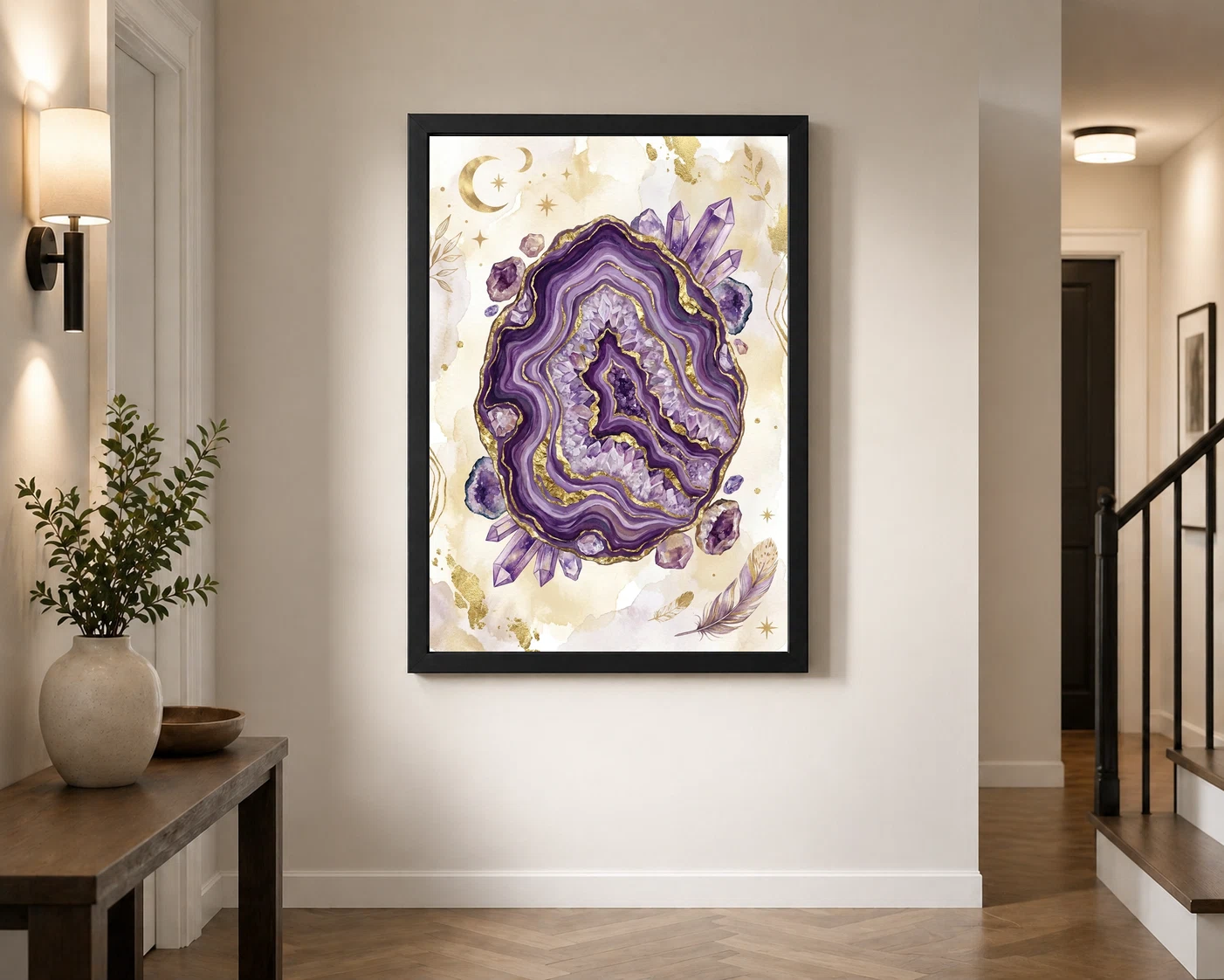 Boho Crystal Gemstones Geode Purple Gold Art Photo Frame 3 Boho Crystal Gemstones Geode Purple Gold Art Photo Frame - Image 3