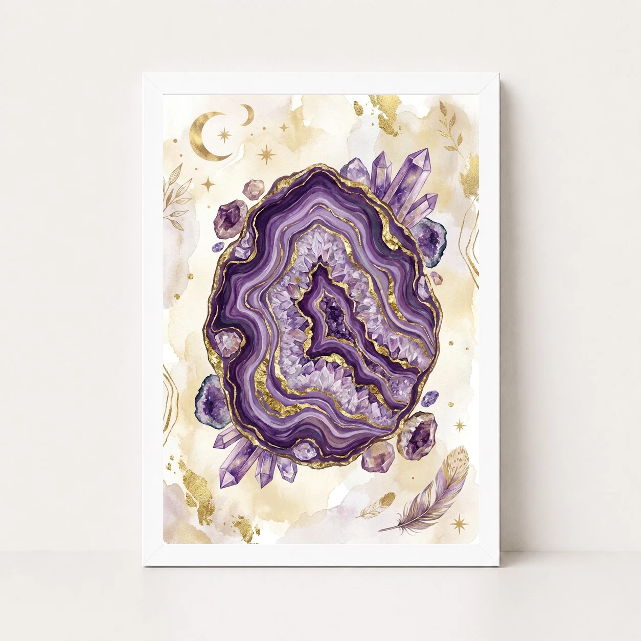 Boho Crystal Gemstones Geode Purple Gold Art Photo Frame 6 Boho Crystal Gemstones Geode Purple Gold Art Photo Frame - Image 6
