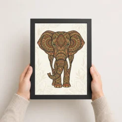 Boho Elephant Mandala Earthy Bohemian Art Photo Frame 11 boho elephant mandala earthy bohemian art 06 black 3