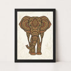 Boho Elephant Mandala Earthy Bohemian Art Photo Frame