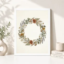 Alternative view of Boho Floral Wreath Wildflowers Herbs Botanical Cream Art Photo Frame