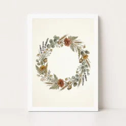 Boho Floral Wreath Wildflowers Herbs Botanical Cream Art Photo Frame 10 boho floral wreath wildflowers herbs botanical cream art 02 white main