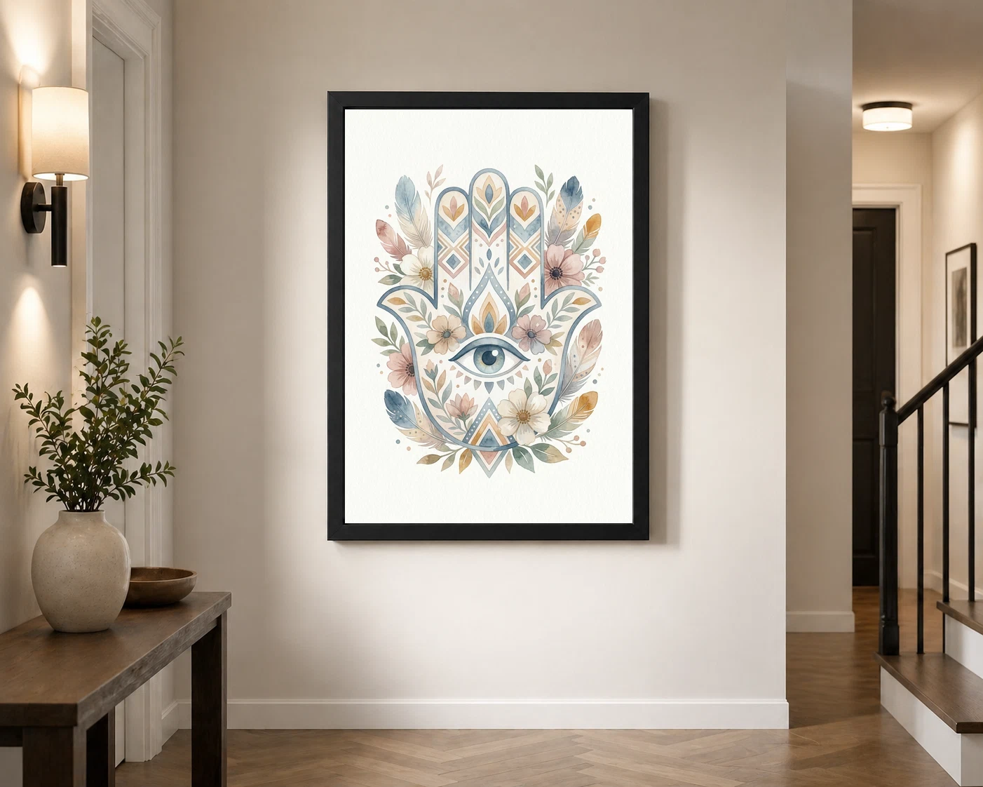 Boho Hamsa Hand Flowers Protection Symbol Soft Art Photo Frame 7 Boho Hamsa Hand Flowers Protection Symbol Soft Art Photo Frame - Image 7
