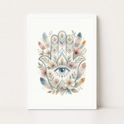 Boho Hamsa Hand Flowers Protection Symbol Soft Art Photo Frame 10 boho hamsa hand flowers protection symbol soft art 13 white main