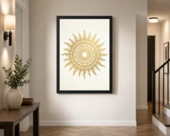Boho Mandala Sun Golden Intricate Cream Wall Art Photo Frame 10 boho mandala sun golden intricate cream wall art 09 black 2