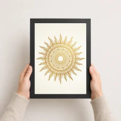 Boho Mandala Sun Golden Intricate Cream Wall Art Photo Frame 11 boho mandala sun golden intricate cream wall art 09 black 3