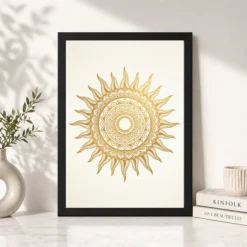 Alternative view of Boho Mandala Sun Golden Intricate Cream Wall Art Photo Frame