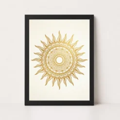 Boho Mandala Sun Golden Intricate Cream Wall Art Photo Frame