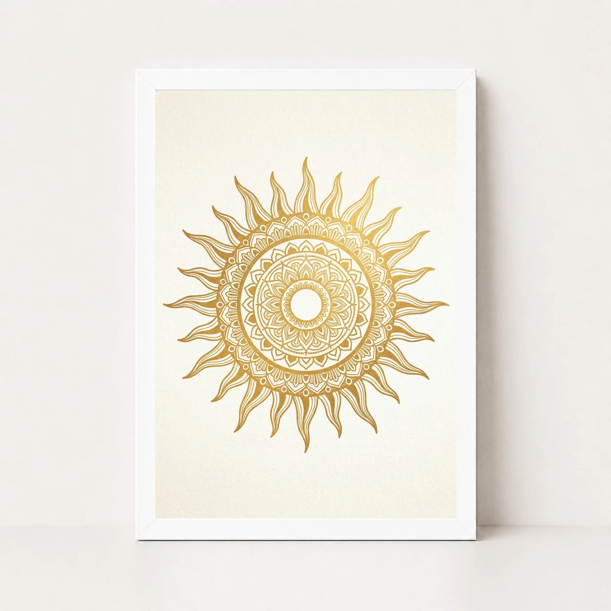 Boho Mandala Sun Golden Intricate Cream Wall Art Photo Frame 6 Boho Mandala Sun Golden Intricate Cream Wall Art Photo Frame - Image 6