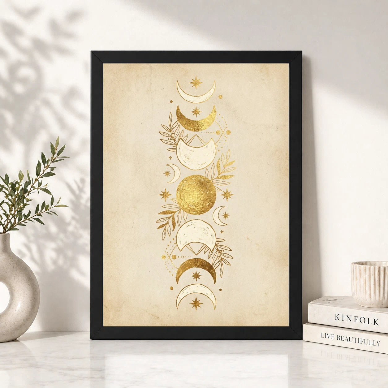 Boho Moon Phases Crescent Stars Cream Gold Celestial Art Photo Frame 6 Boho Moon Phases Crescent Stars Cream Gold Celestial Art Photo Frame - Image 6