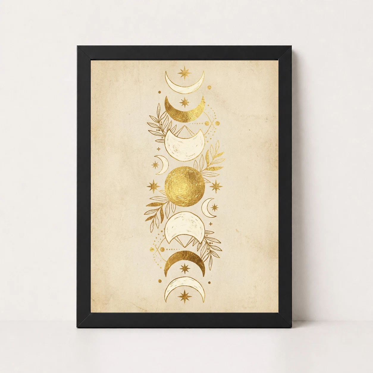 Boho Moon Phases Crescent Stars Cream Gold Celestial Art Photo Frame 1 Boho Moon Phases Crescent Stars Cream Gold Celestial Art Photo Frame