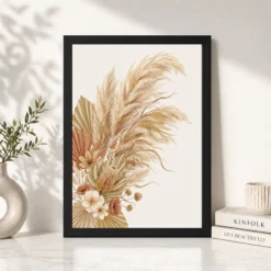 Alternative view of Boho Pampas Grass Dried Flowers Warm Sand Elegant Art Photo Frame