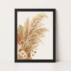 Boho Pampas Grass Dried Flowers Warm Sand Elegant Art Photo Frame