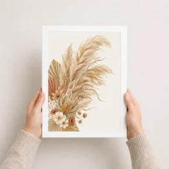 boho pampas grass dried flowers warm sand elegant art 10 white 3