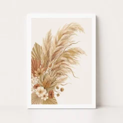 boho pampas grass dried flowers warm sand elegant art 10 white main