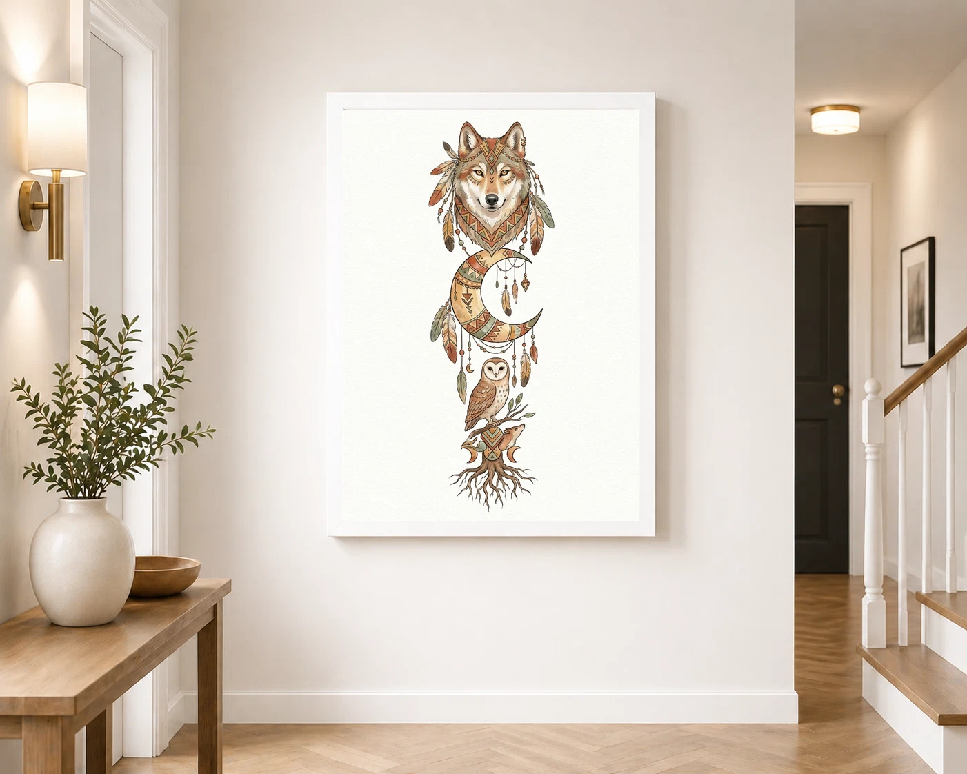 Boho Wolf Moon Spiritual Totem Earth Tones Sacred Art Photo Frame 4 Boho Wolf Moon Spiritual Totem Earth Tones Sacred Art Photo Frame - Image 4