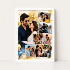 boyfriend photo frame birthday golden collage design white main