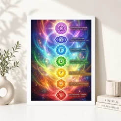 Alternative view of Chakra Mantras Bija Seven Chakra Rainbow Sacred Art Photo Frame