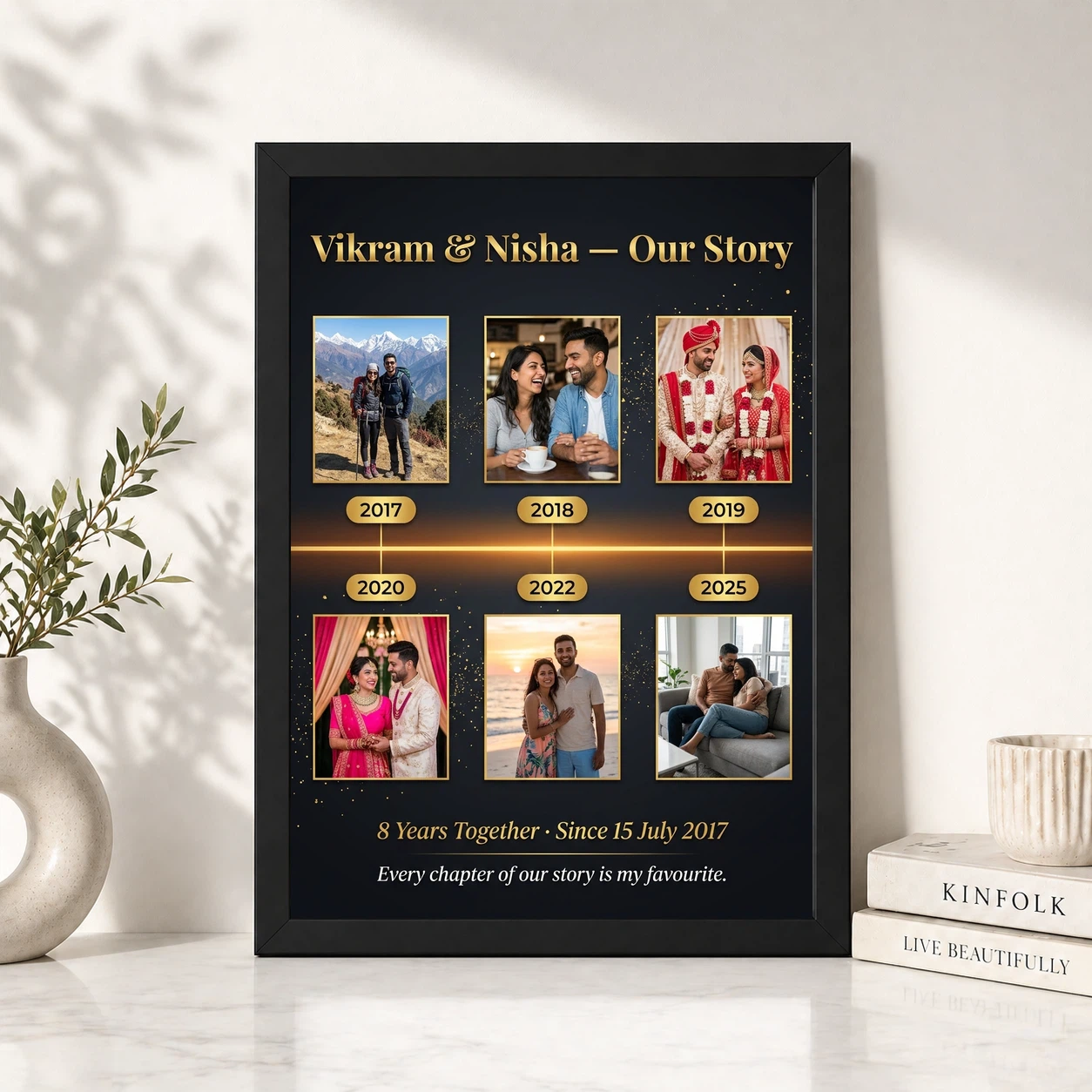 Collage Photo Frame for Anniversary Pastel Love Journey Couple Photo Frame 4 Collage Photo Frame for Anniversary Pastel Love Journey Couple Photo Frame - Image 4