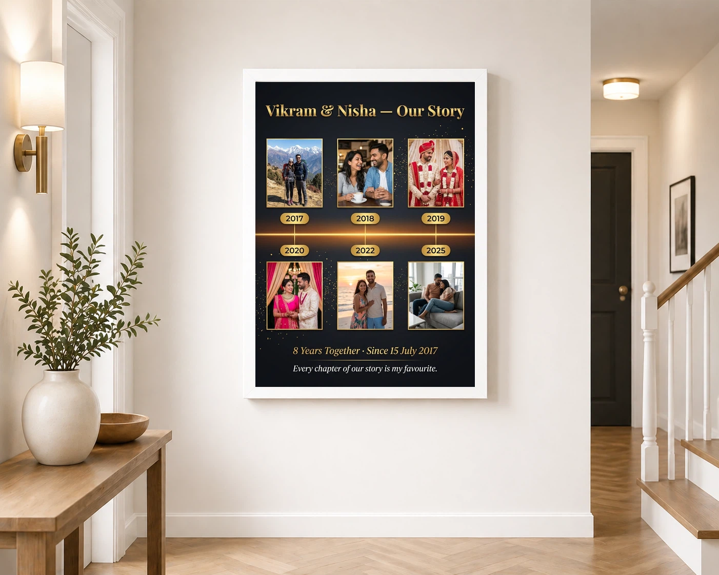 Collage Photo Frame for Anniversary Pastel Love Journey Couple Photo Frame 6 Collage Photo Frame for Anniversary Pastel Love Journey Couple Photo Frame - Image 6