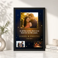 couple frame with quotes pastel floral love message photo frame 02 black 4