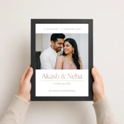 couple name photo frame modern monogram minimal love photo frame 03 black 3