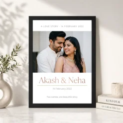 couple name photo frame modern monogram minimal love photo frame 03 black 4