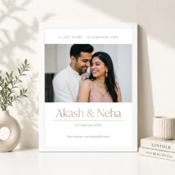 couple name photo frame modern monogram minimal love photo frame 03 white 4