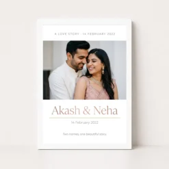 couple name photo frame modern monogram minimal love photo frame 03 white main