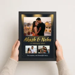 Couple Name Photo Frame Pastel Floral Custom Name Love Photo Frame 10 couple name photo frame pastel floral custom name love photo frame 02 black 3