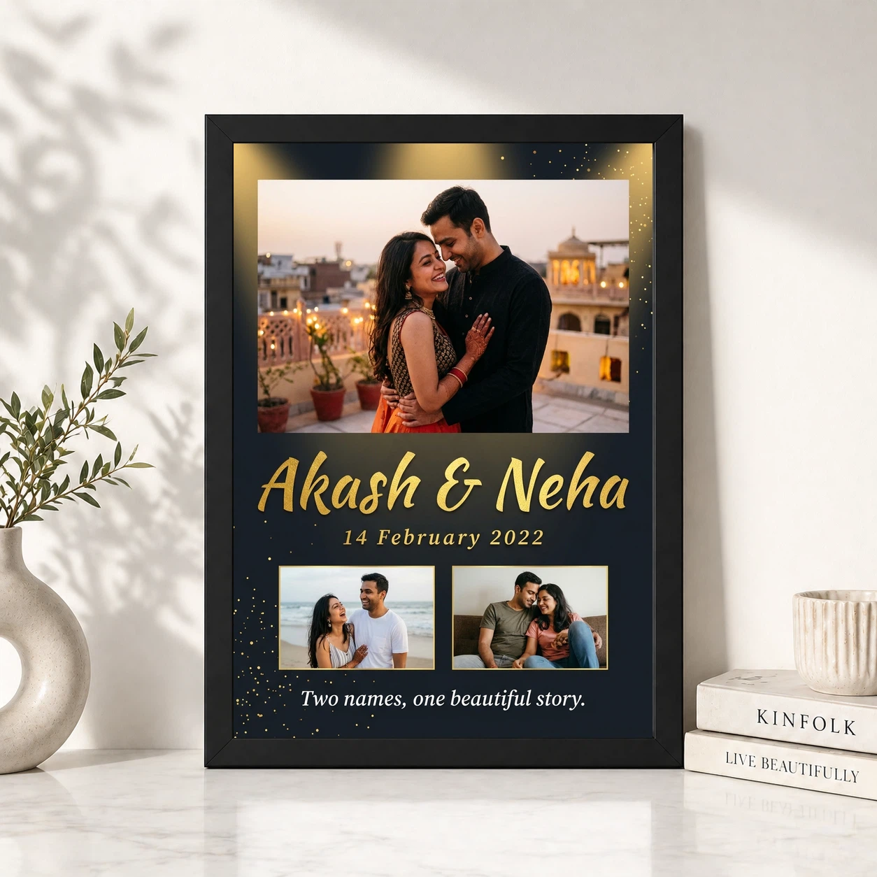 Couple Name Photo Frame Pastel Floral Custom Name Love Photo Frame 4 Couple Name Photo Frame Pastel Floral Custom Name Love Photo Frame - Image 4