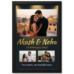 Couple Name Photo Frame Pastel Floral Custom Name Love Photo Frame