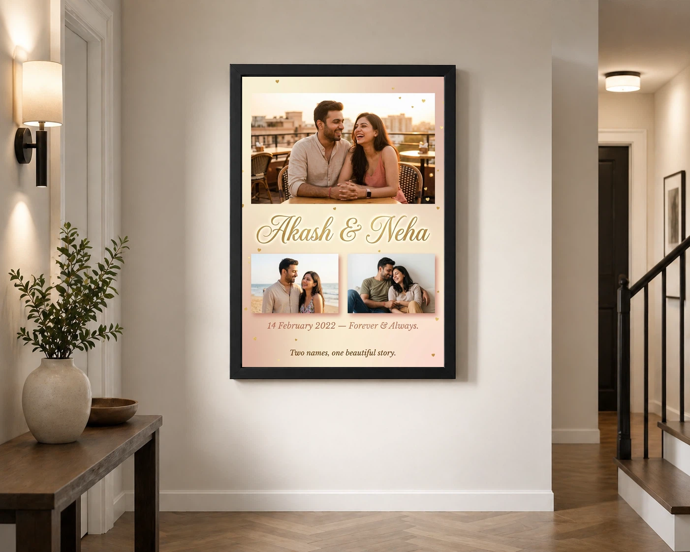 Couple Name Photo Frame Personalized Elegant Gold Script Photo Frame 2 Couple Name Photo Frame Personalized Elegant Gold Script Photo Frame - Image 2