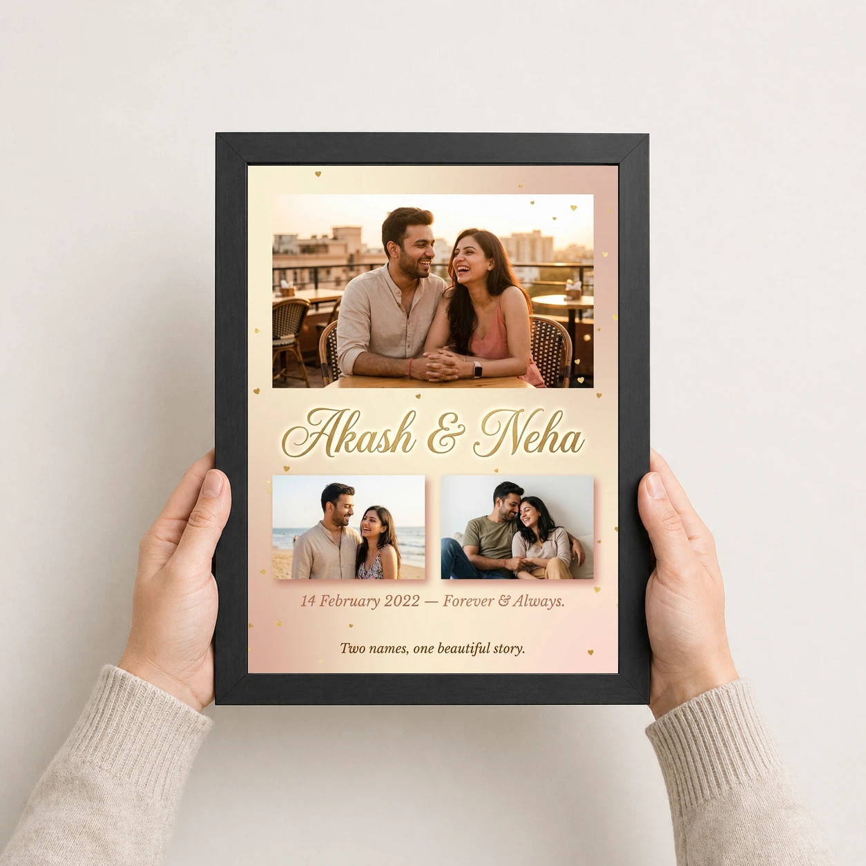 Couple Name Photo Frame Personalized Elegant Gold Script Photo Frame 3 Couple Name Photo Frame Personalized Elegant Gold Script Photo Frame - Image 3