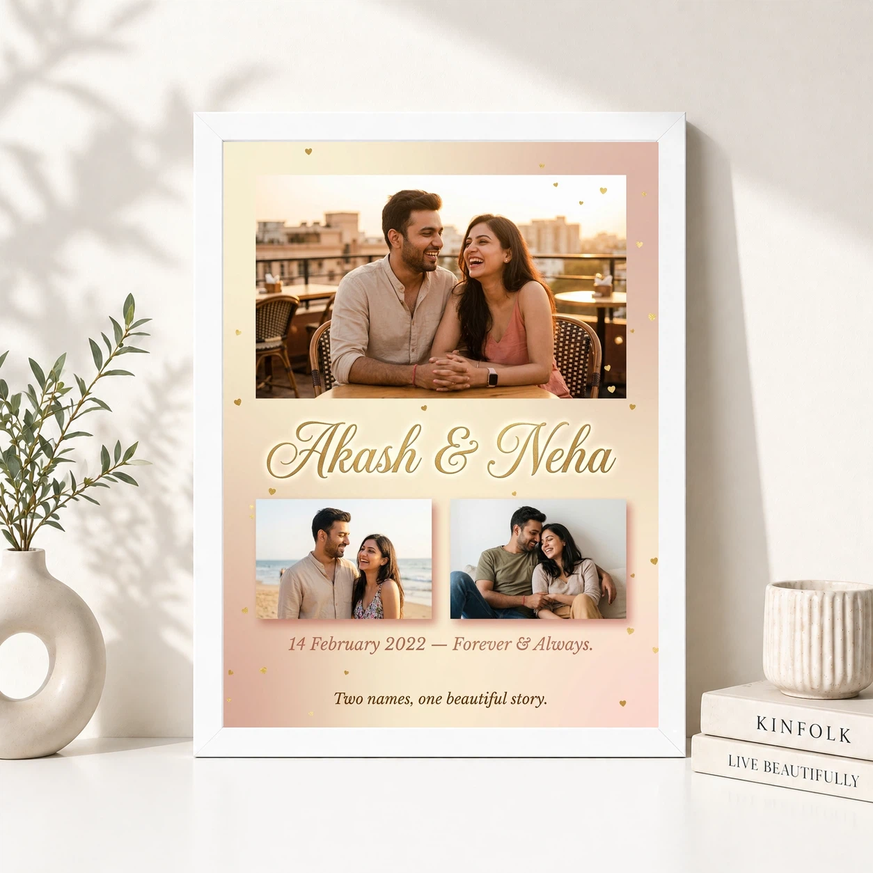 Couple Name Photo Frame Personalized Elegant Gold Script Photo Frame 8 Couple Name Photo Frame Personalized Elegant Gold Script Photo Frame - Image 8