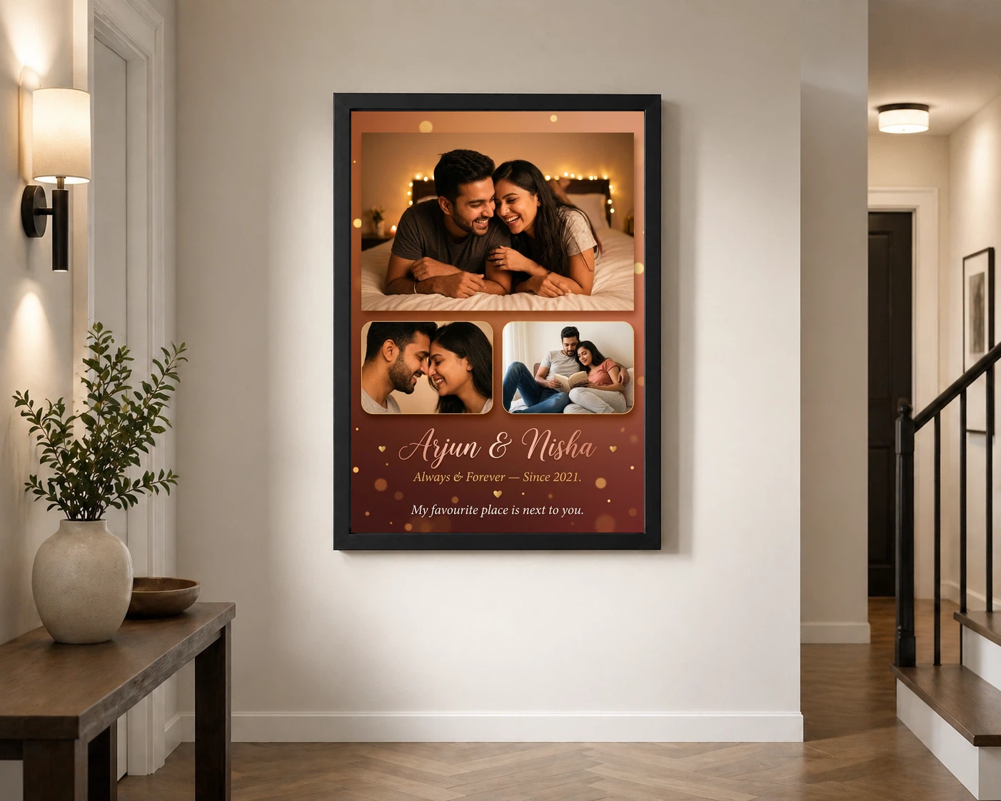Couple Photo Frame for Bedroom Floral Romantic Love Art Photo Frame 2 Couple Photo Frame for Bedroom Floral Romantic Love Art Photo Frame - Image 2