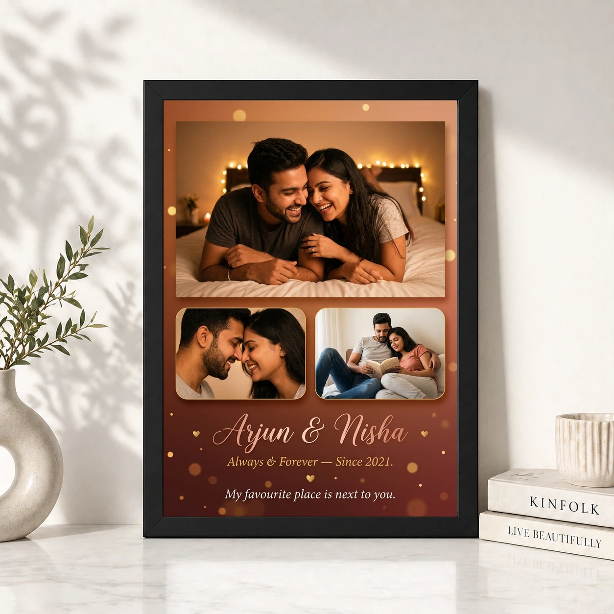Couple Photo Frame for Bedroom Floral Romantic Love Art Photo Frame 4 Couple Photo Frame for Bedroom Floral Romantic Love Art Photo Frame - Image 4