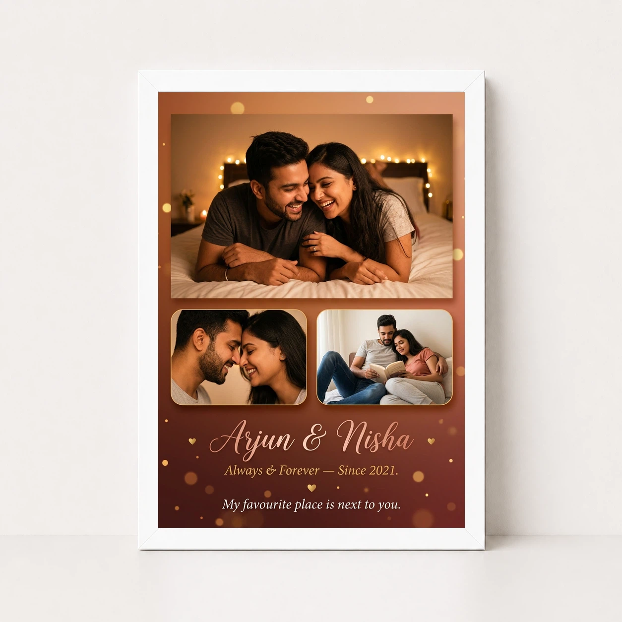 Couple Photo Frame for Bedroom Floral Romantic Love Art Photo Frame 5 Couple Photo Frame for Bedroom Floral Romantic Love Art Photo Frame - Image 5