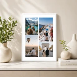 Couple World Travel Adventure 4 Photo Collage Frame Poster 7 couple world travel adventure four photo collage frame white 2