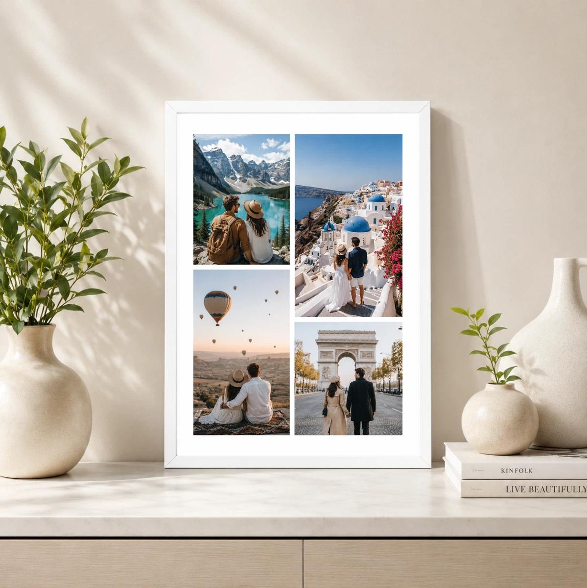 Couple World Travel Adventure 4 Photo Collage Frame Poster 4 Couple World Travel Adventure 4 Photo Collage Frame Poster - Image 4