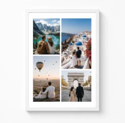 Couple World Travel Adventure 4 Photo Collage Frame Poster 6 couple world travel adventure four photo collage frame white main